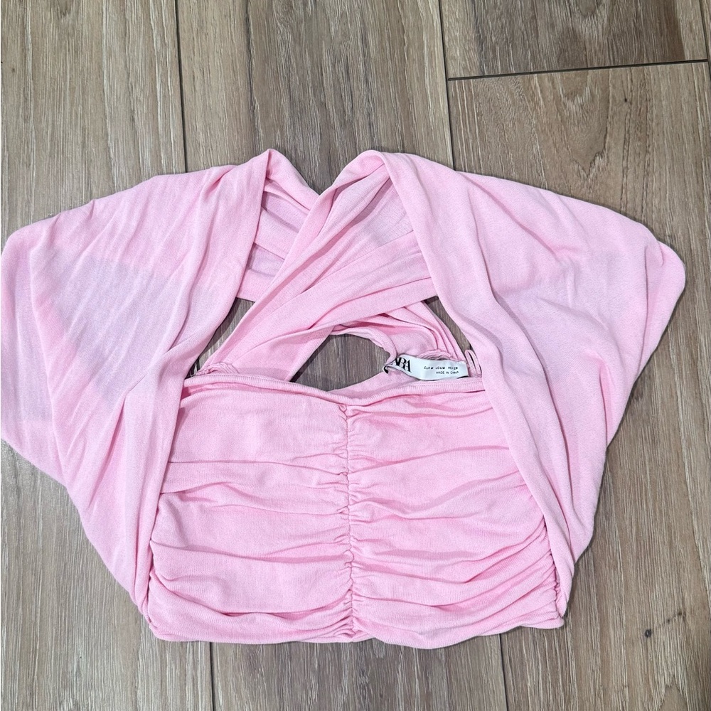 Zara baby pink crop top size s/m